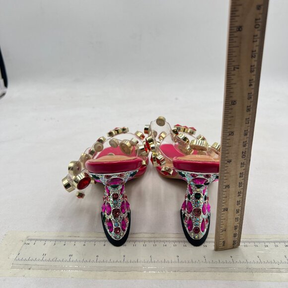 YDN Hot Pink Studded Mules Colorful Rhinestone Slippers Slip On Sandals - Picture 5 of 8